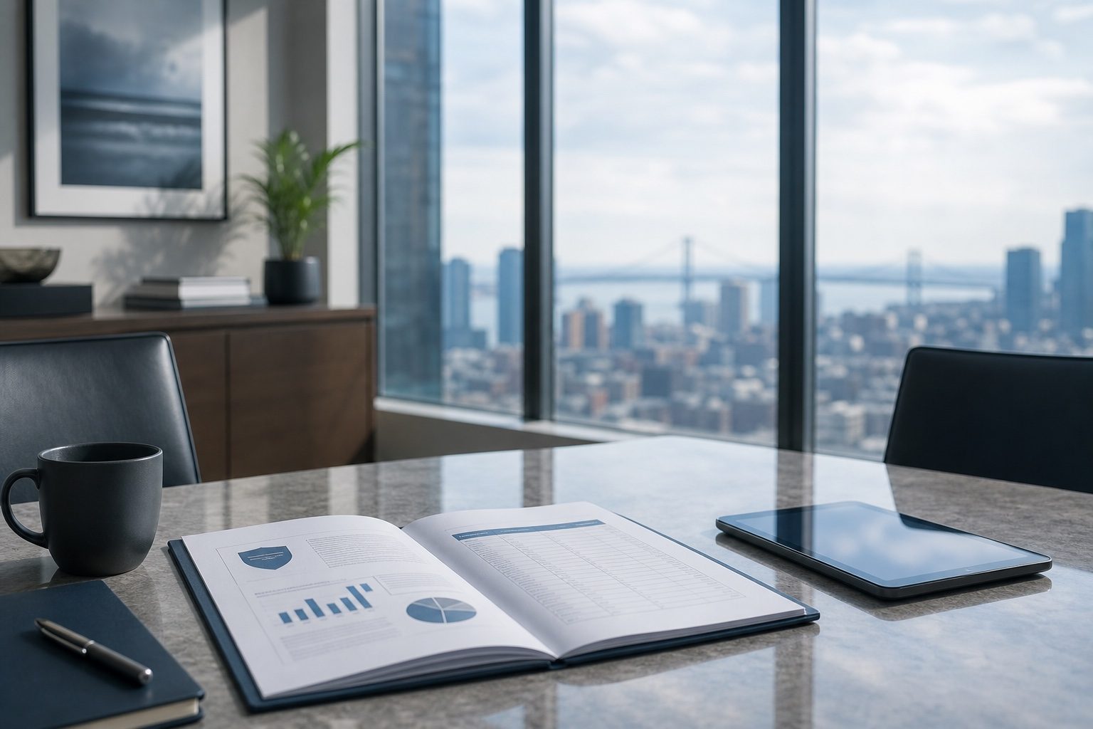 Policy documents laid out on a desk