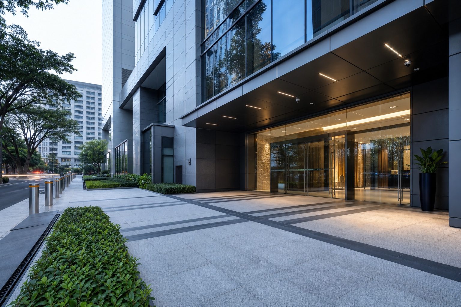 Entrance of a modern commercial building