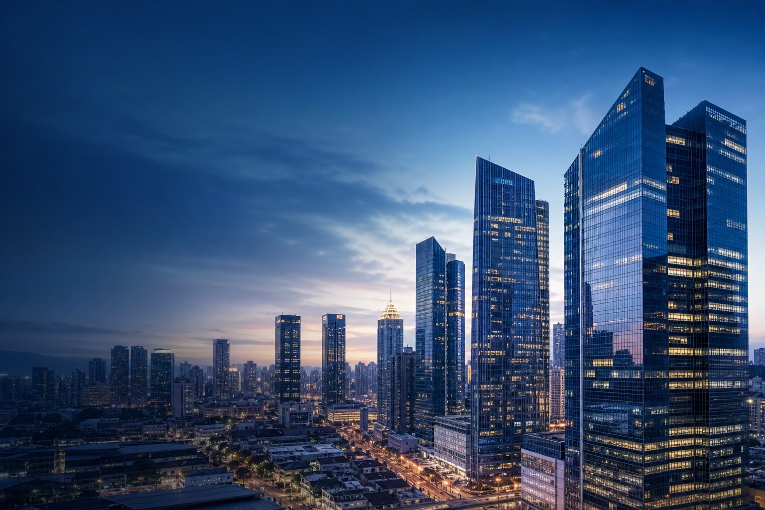 Metro Manila business district at dusk